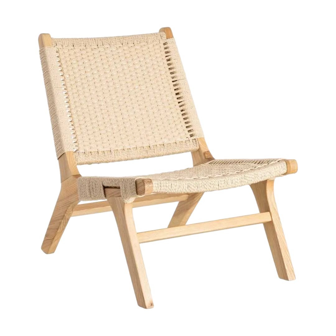 Silla Relax natural en madera de fresno y cuerda de papel 55x79x78cm - Ixia - 615498IX - foto-transparente