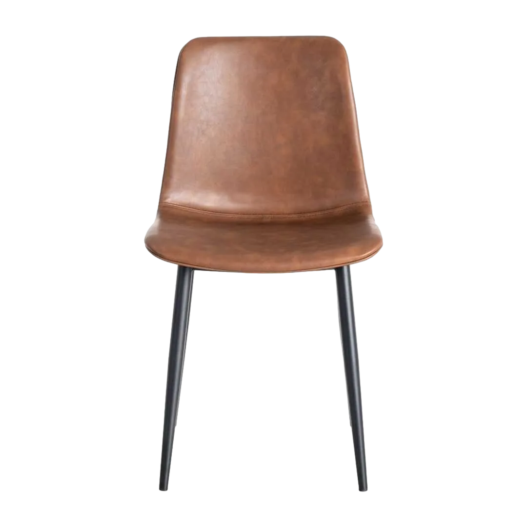 Silla tapizada en simil piel marrón con patas de metal 44x48x80.50cm - Ixia - 615507IX - foto-transparente