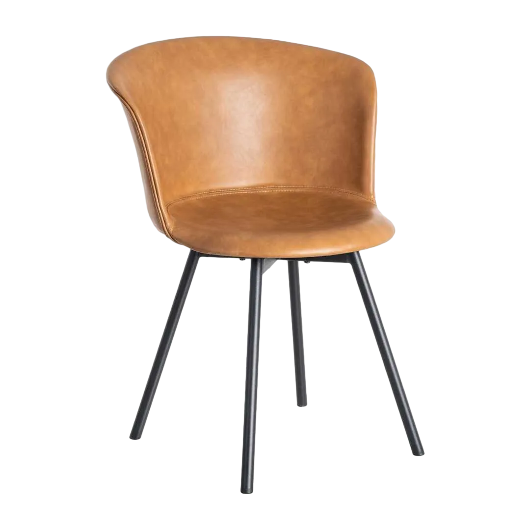Silla camel tapizada en símil piel con patas metálicas 53x51.50x76cm - Ixia - 615512IX - foto-transparente