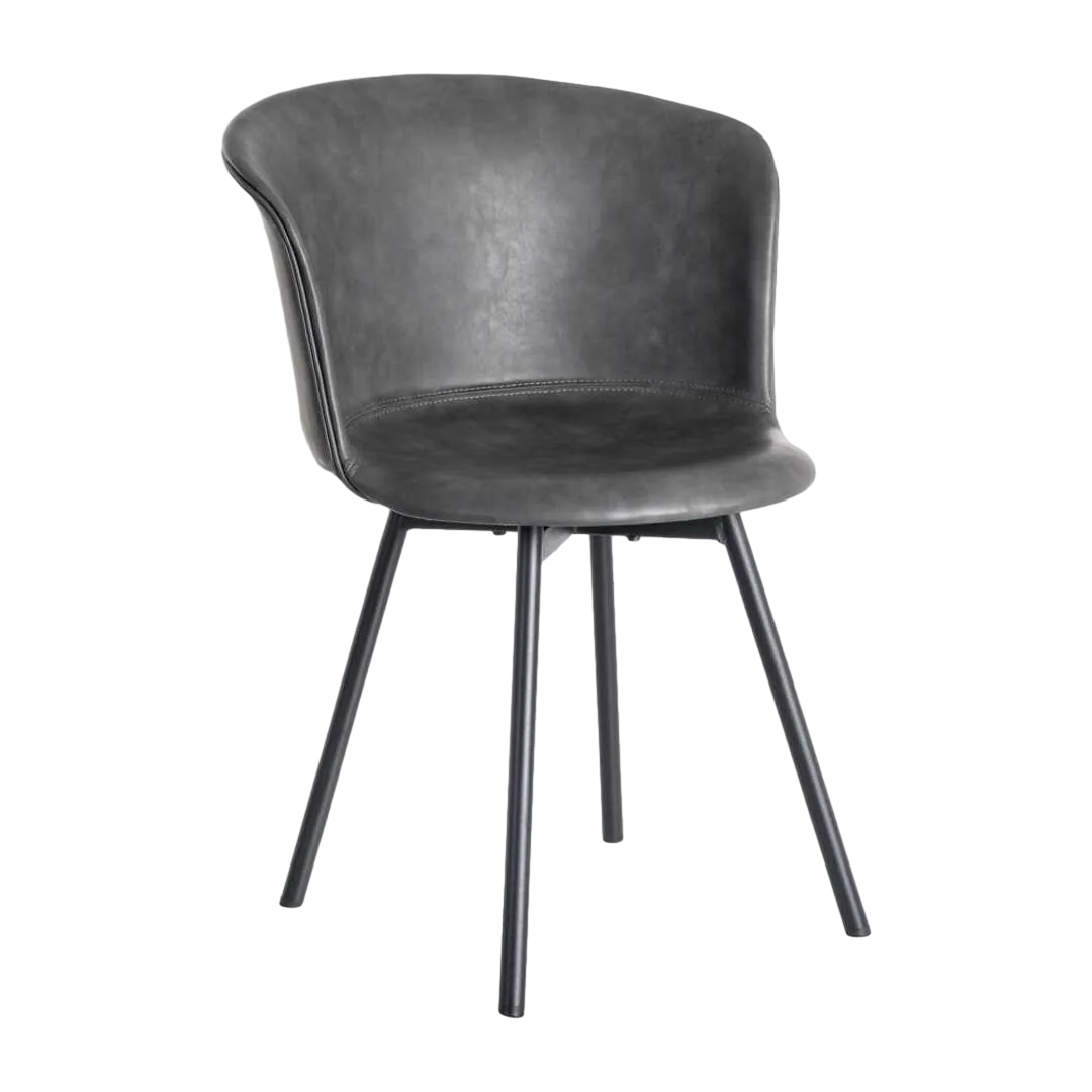 Silla negra en símil piel con estructura de polipropileno y patas de metal 53x51.50x76cm - Ixia - 615514IX - foto-transparente