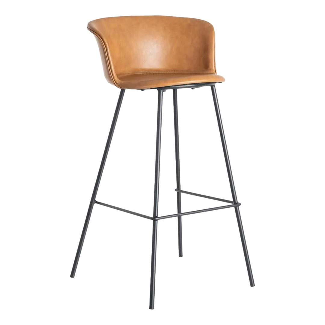 Taburete camel en metal y símil piel 44.50x48.50x93.50cm - Ixia - 615515IX - foto-transparente