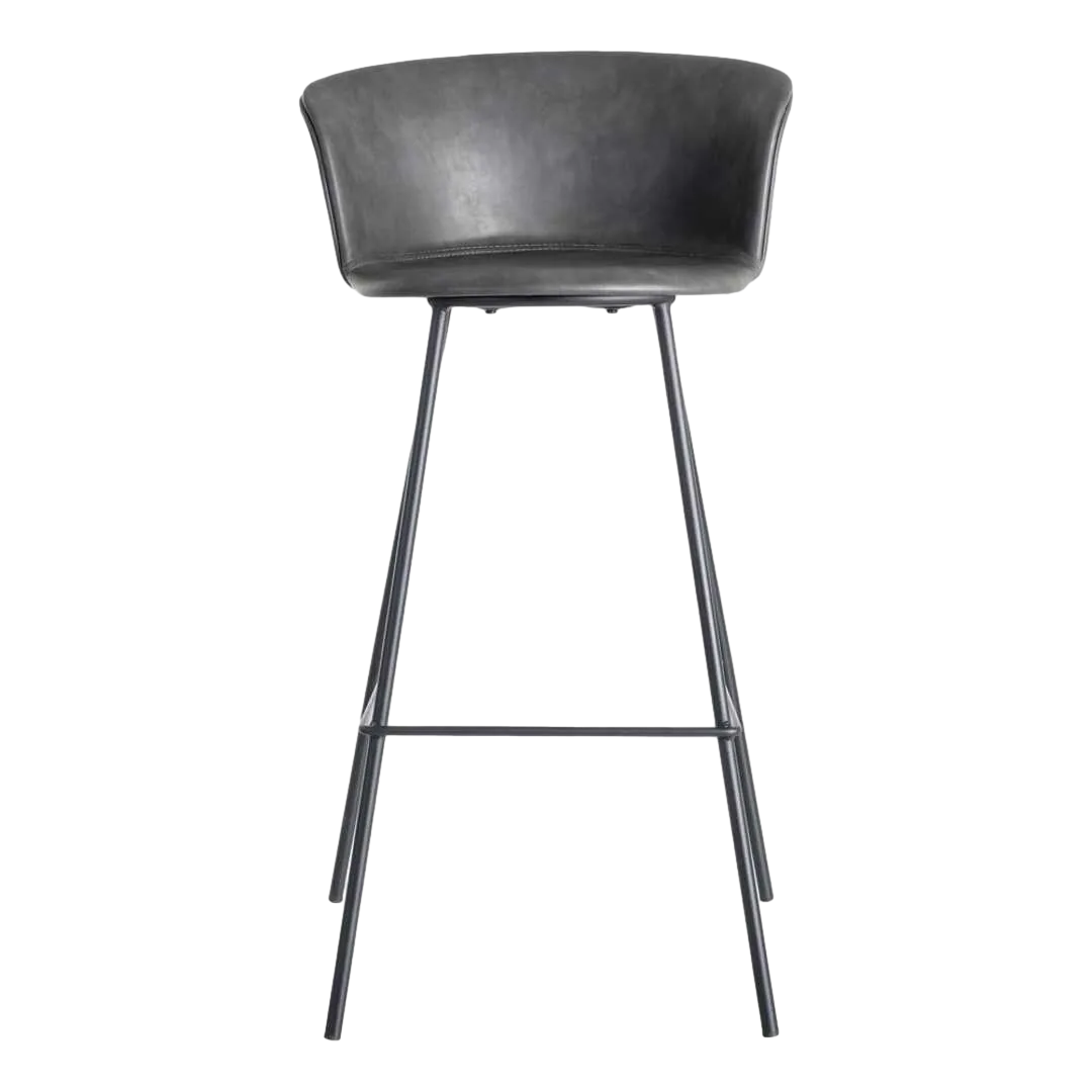 Taburete alto negro con asiento símil piel acolchado estructura polipropileno patas metálicas 44.50x48.50x93.50cm - Ixia - 615517IX - foto-transparente