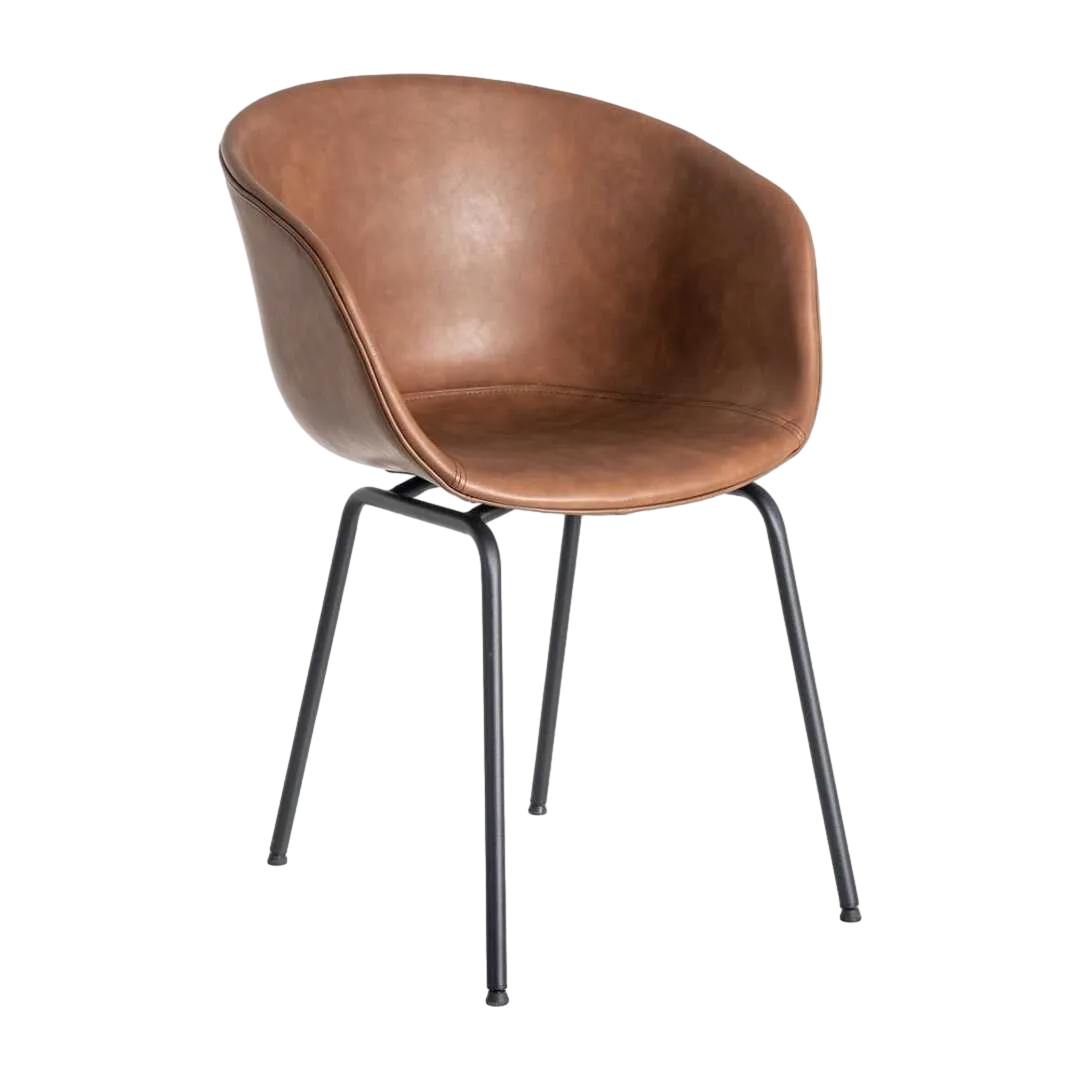 Silla tapizada en símil piel marrón con estructura de polipropileno y patas de metal 59x50.50x81.50cm - Ixia - 615519IX - foto-transparente