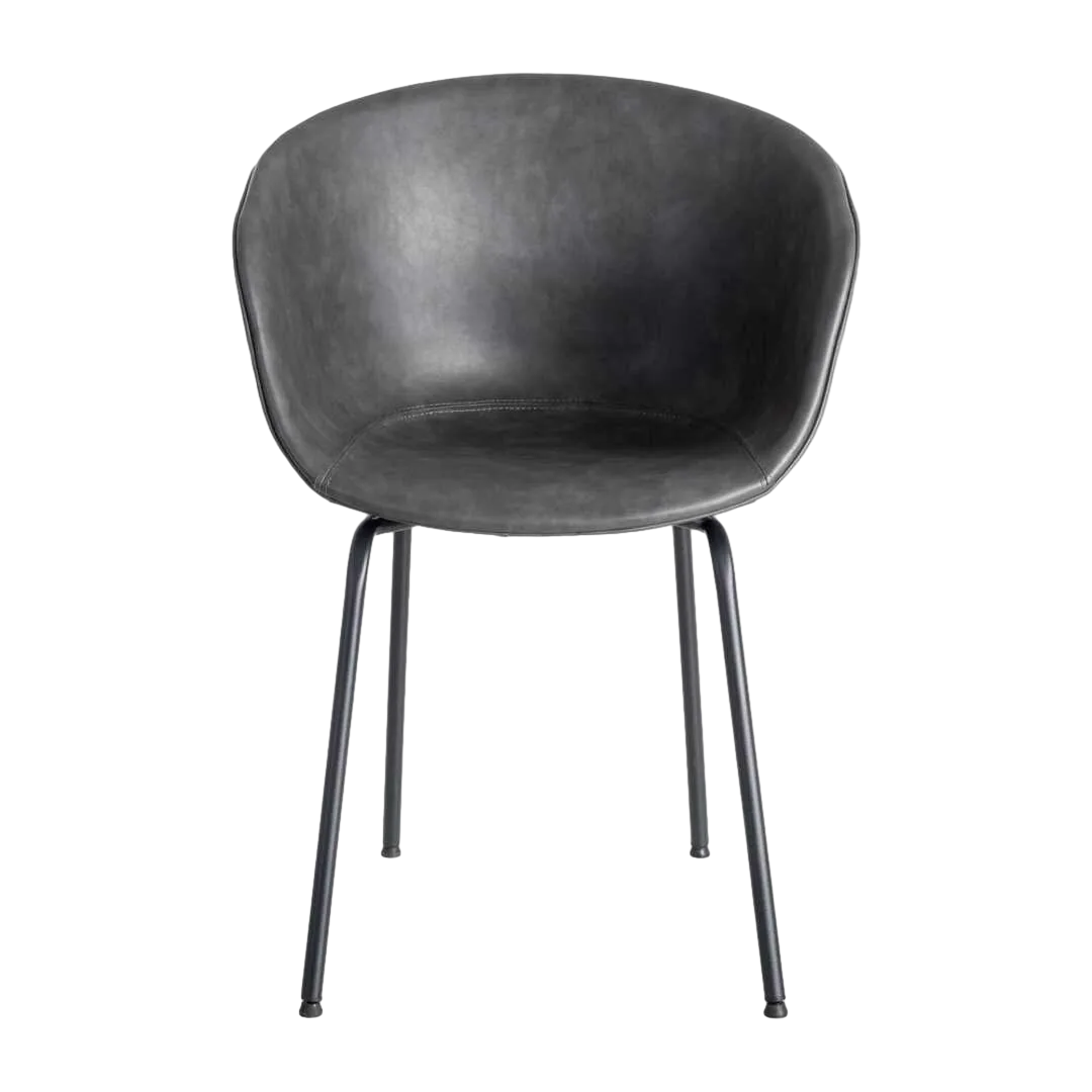 Silla negra en símil piel con patas de metal 59x50.50x81.50cm - Ixia - 615520IX - foto-transparente