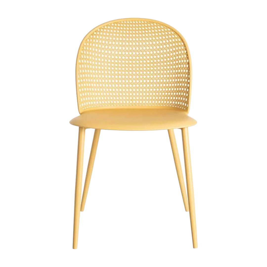 Silla amarilla de exterior en polipropileno con patas de acero 51x46x80cm - Ixia - 615537IX - foto-transparente