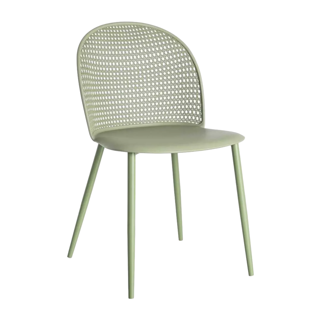 Silla verde de polipropileno con patas de acero apta para exterior 51x46x80cm - Ixia - 615539IX - foto-transparente