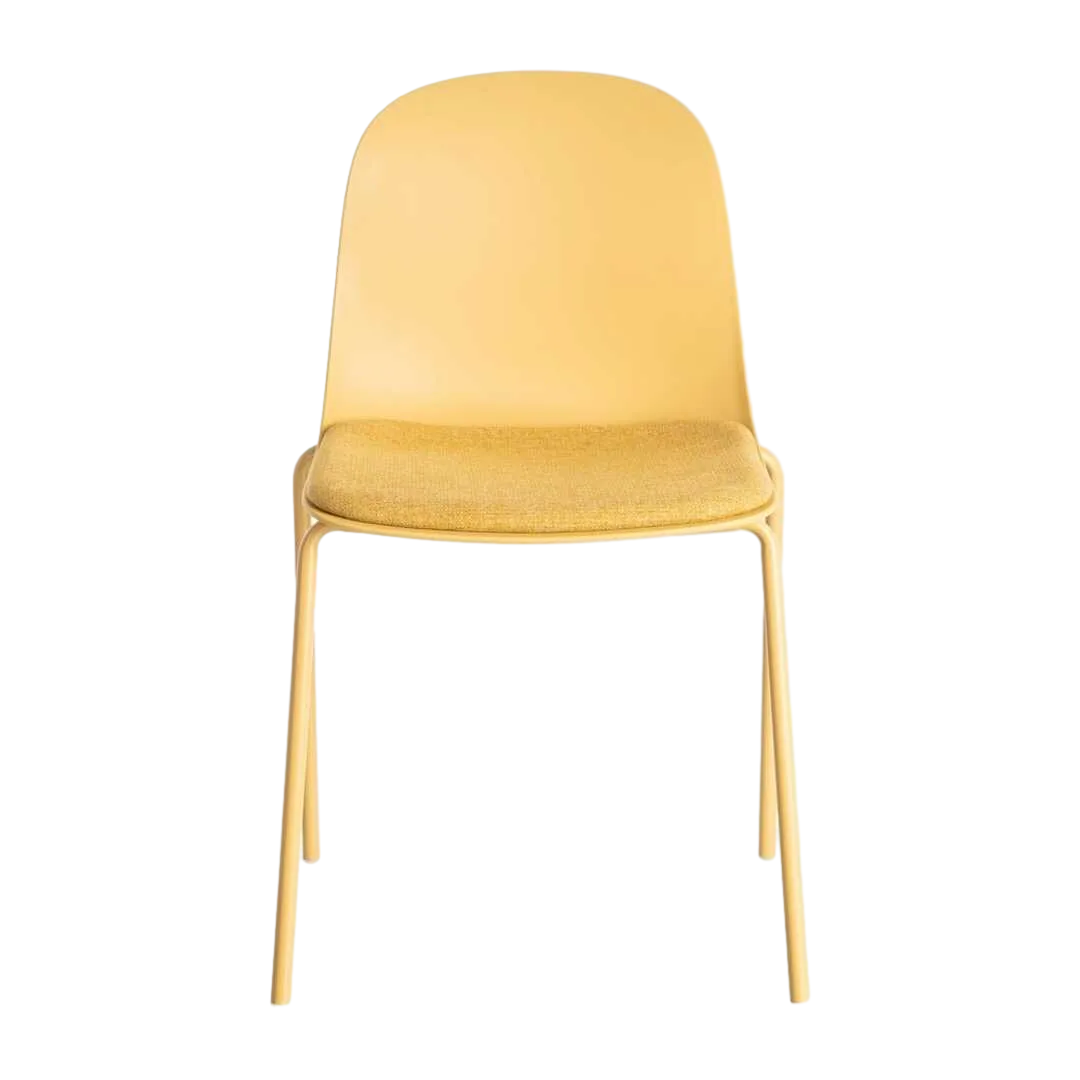 Silla amarilla de polipropileno con patas de acero y asiento en poliéster 46x51x85cm - Ixia - 615541IX - foto-transparente
