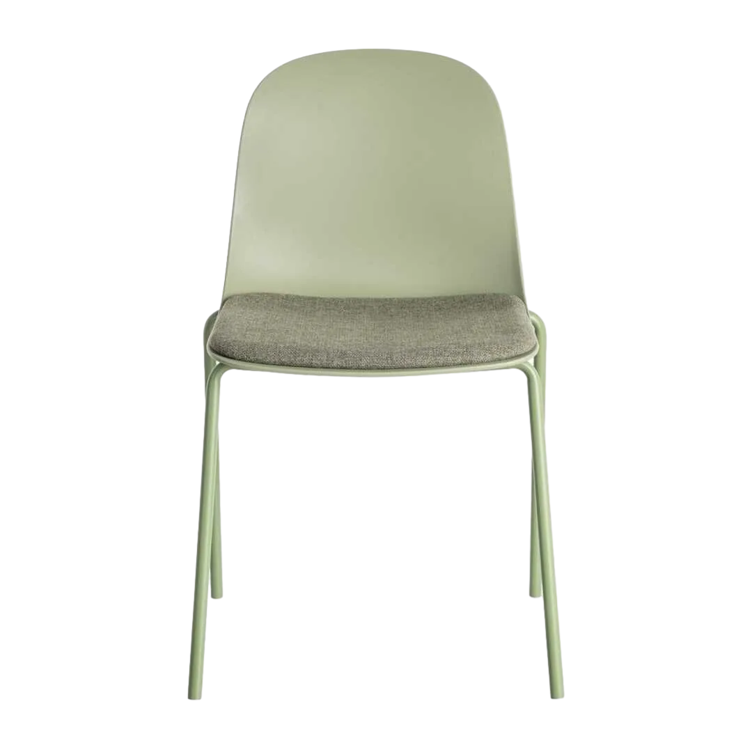 Silla verde tapizada en poliéster con patas de acero uso contract 46x51x85cm - Ixia - 615543IX - foto-transparente