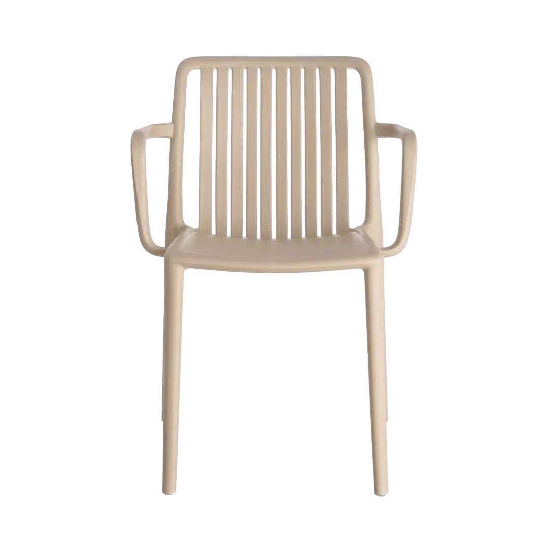 Silla apilable de polipropileno para exterior beige 53x50x77.50cm - Ixia - 615552IX - foto-transparente