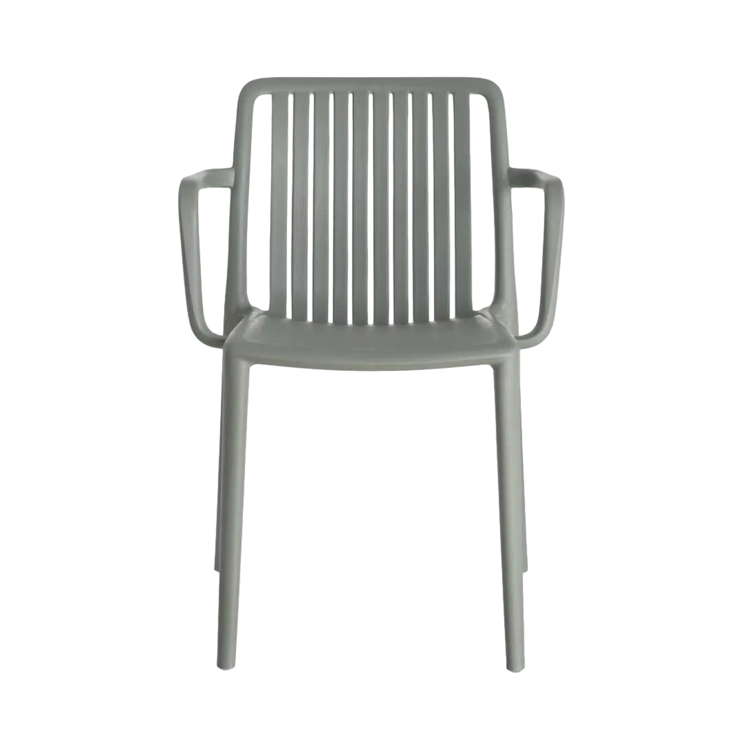 Silla apilable de polipropileno para exterior color verde altura de asiento 45cm 53x50x77.50cm - Ixia - 615553IX - foto-transparente