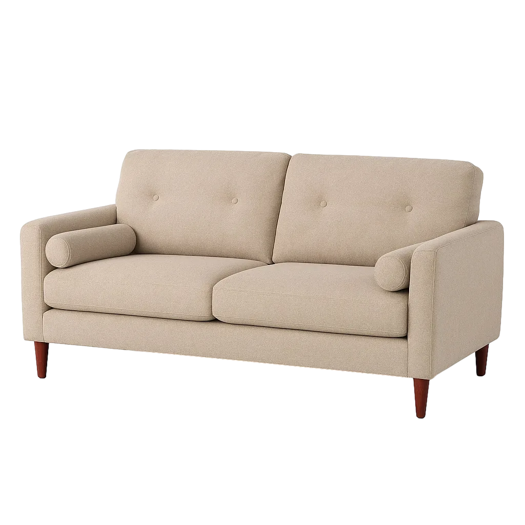 Sofá crema tapizado en tejido 100% poliéster estructura de eucalipto asiento ancho 165cm 195x87.50x89cm - Ixia - 615560IX - foto-transparente