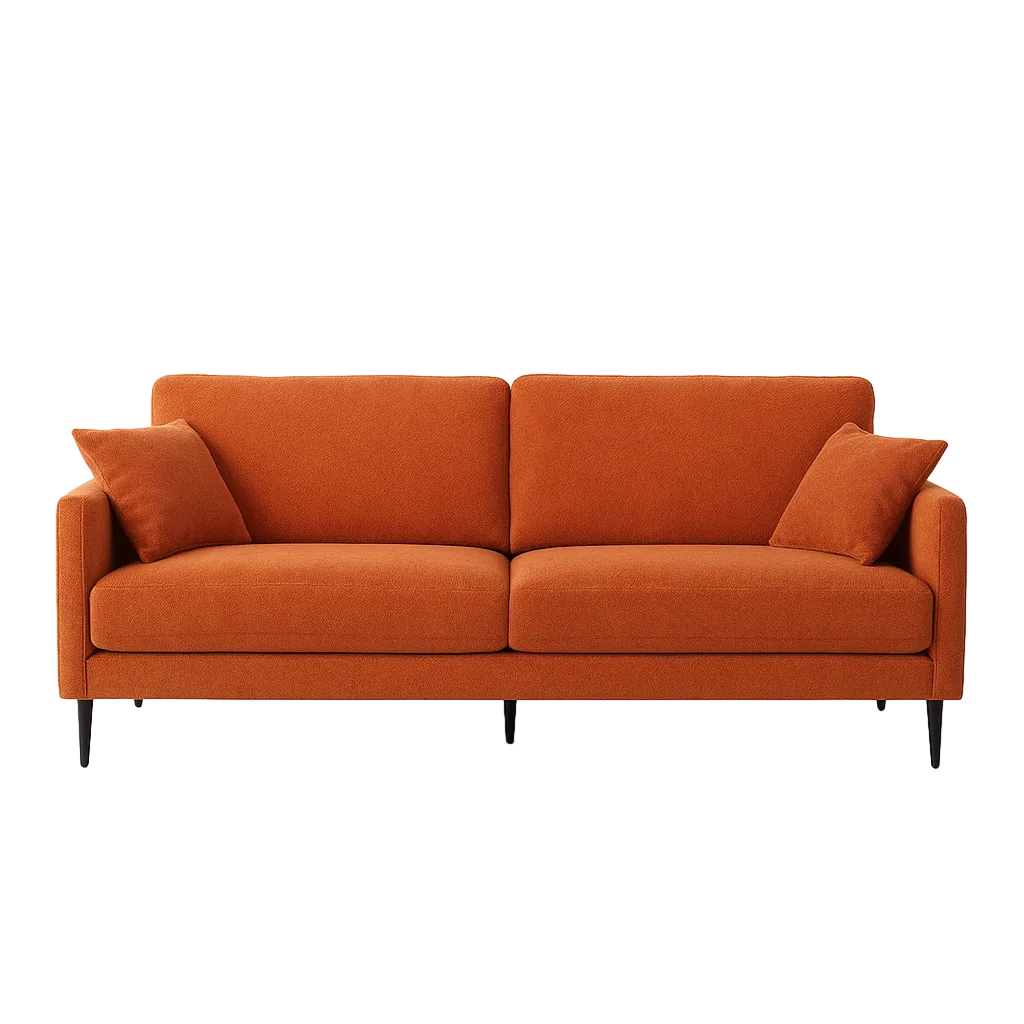 Sofá terracota tapizado en tejido con estructura de eucalipto 191x80x88cm - Ixia - 615563IX - foto-transparente