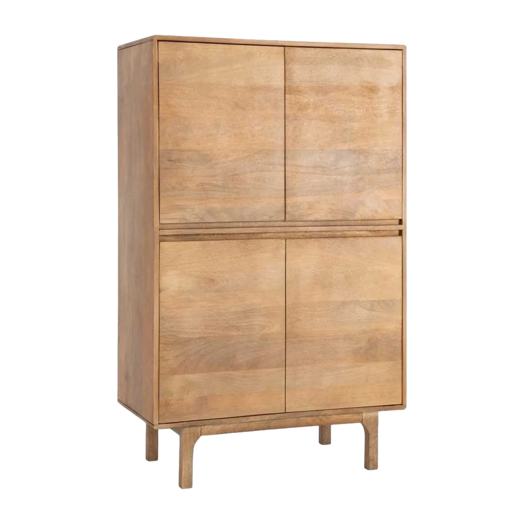 Armario natural en madera de mango para salón Asana 90x45x145cm - Ixia - 615572IX - foto-transparente