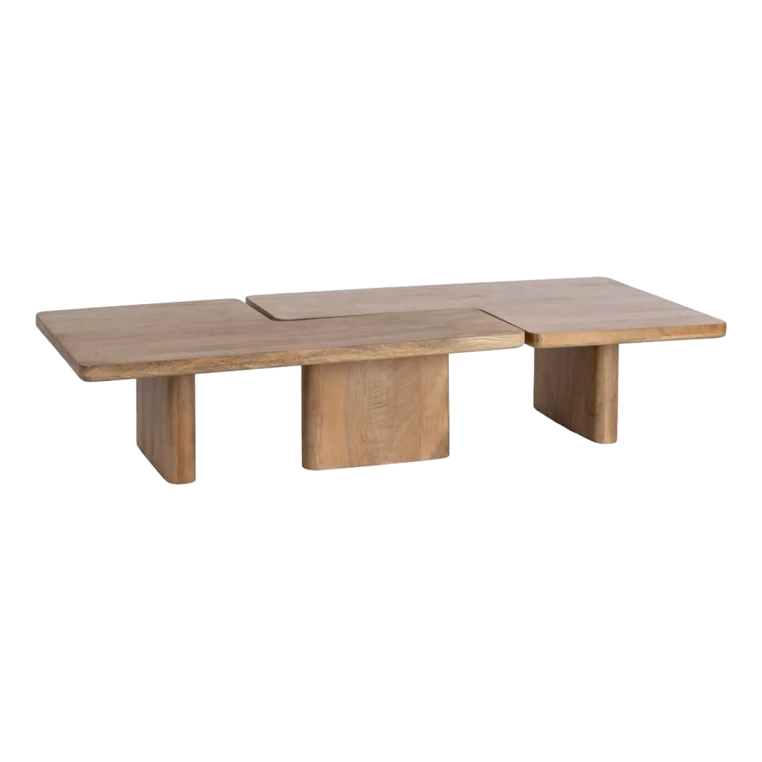 Juego de 2 mesas de centro en madera de mango acabado natural 120x70x36cm - Ixia - 615573IX - foto-transparente