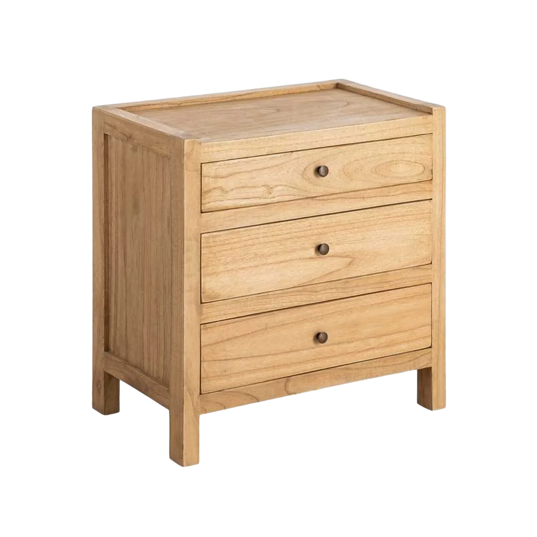 Mesita natural de madera mindi para dormitorio 65x40x65cm - Ixia - 615576IX - foto-transparente