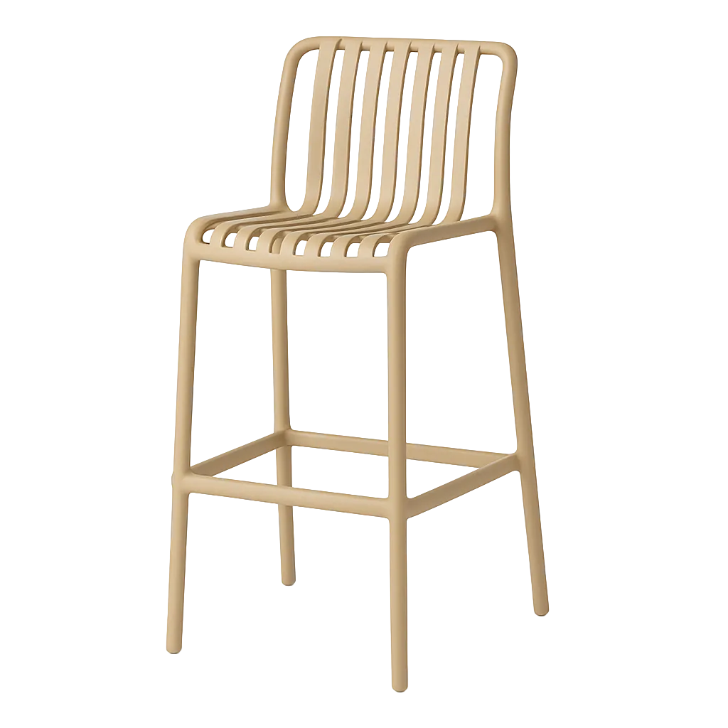 Taburete beige de polipropileno para exterior asiento 75cm respaldo 32cm reposapiés 28cm 51x50x102cm - Ixia - 615577IX - foto-transparente