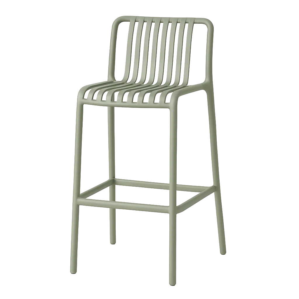Taburete verde de polipropileno para exterior altura de asiento 75cm 51x50x102cm - Ixia - 615578IX - foto-transparente