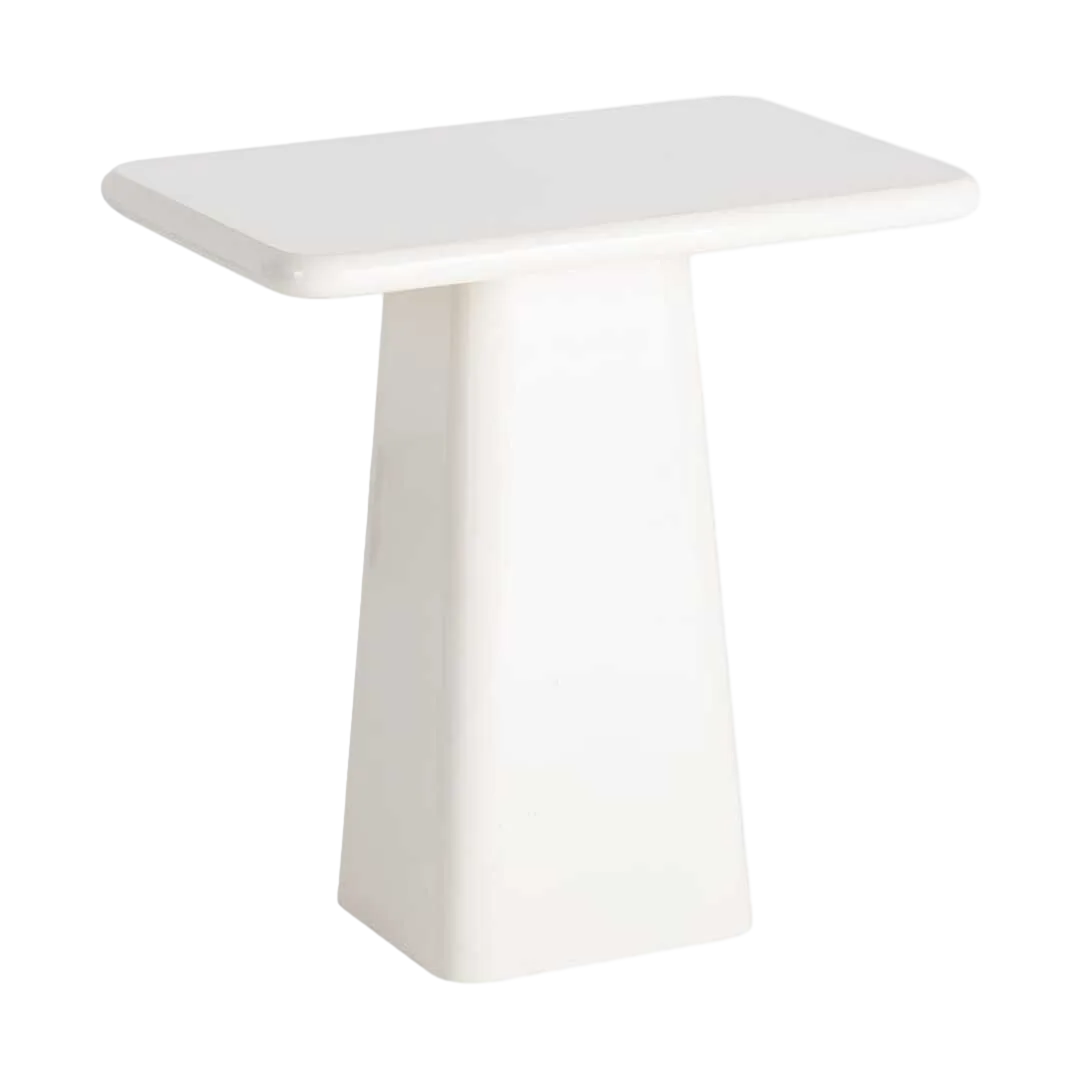 Mesa auxiliar lacada en DM color crema para salón 60x40x61cm - Ixia - 615590IX - foto-transparente