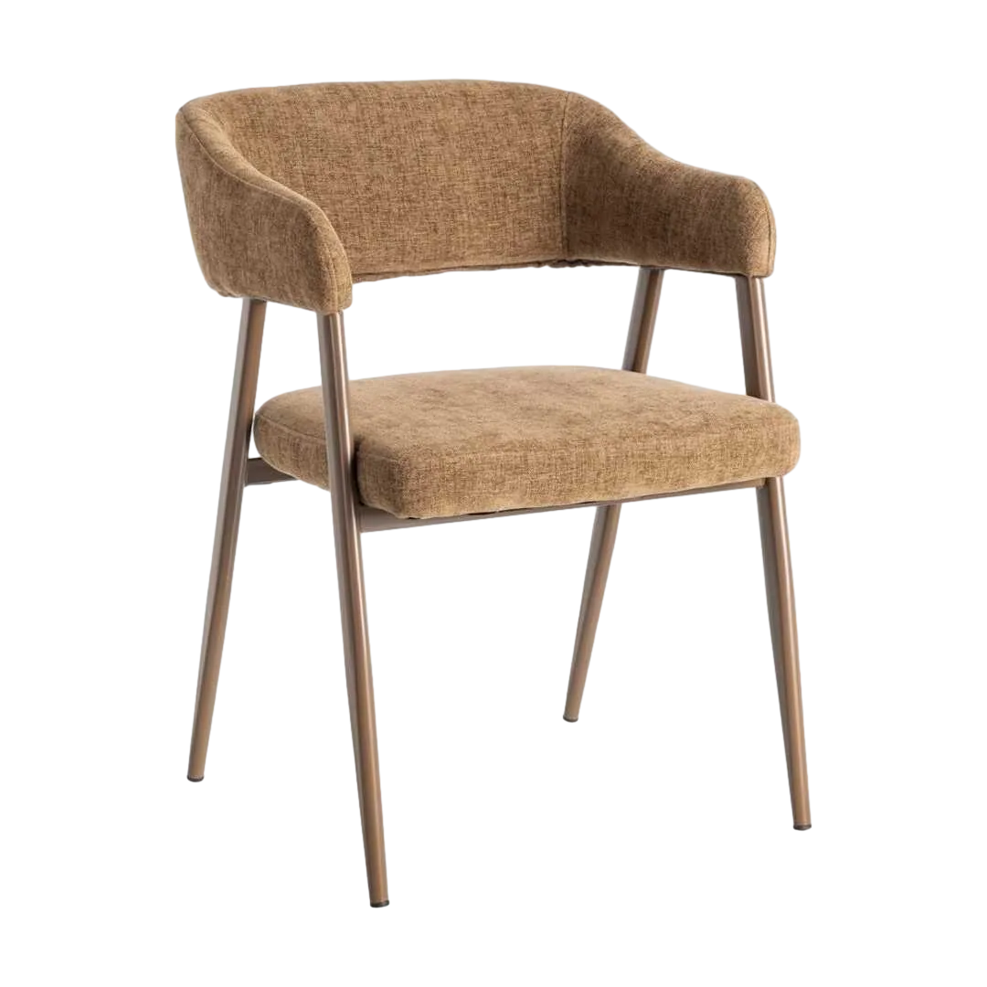 Silla marrón tapizada en tejido poliéster con estructura metálica estilo contract 56x60x81cm - Ixia - 615636IX - foto-transparente