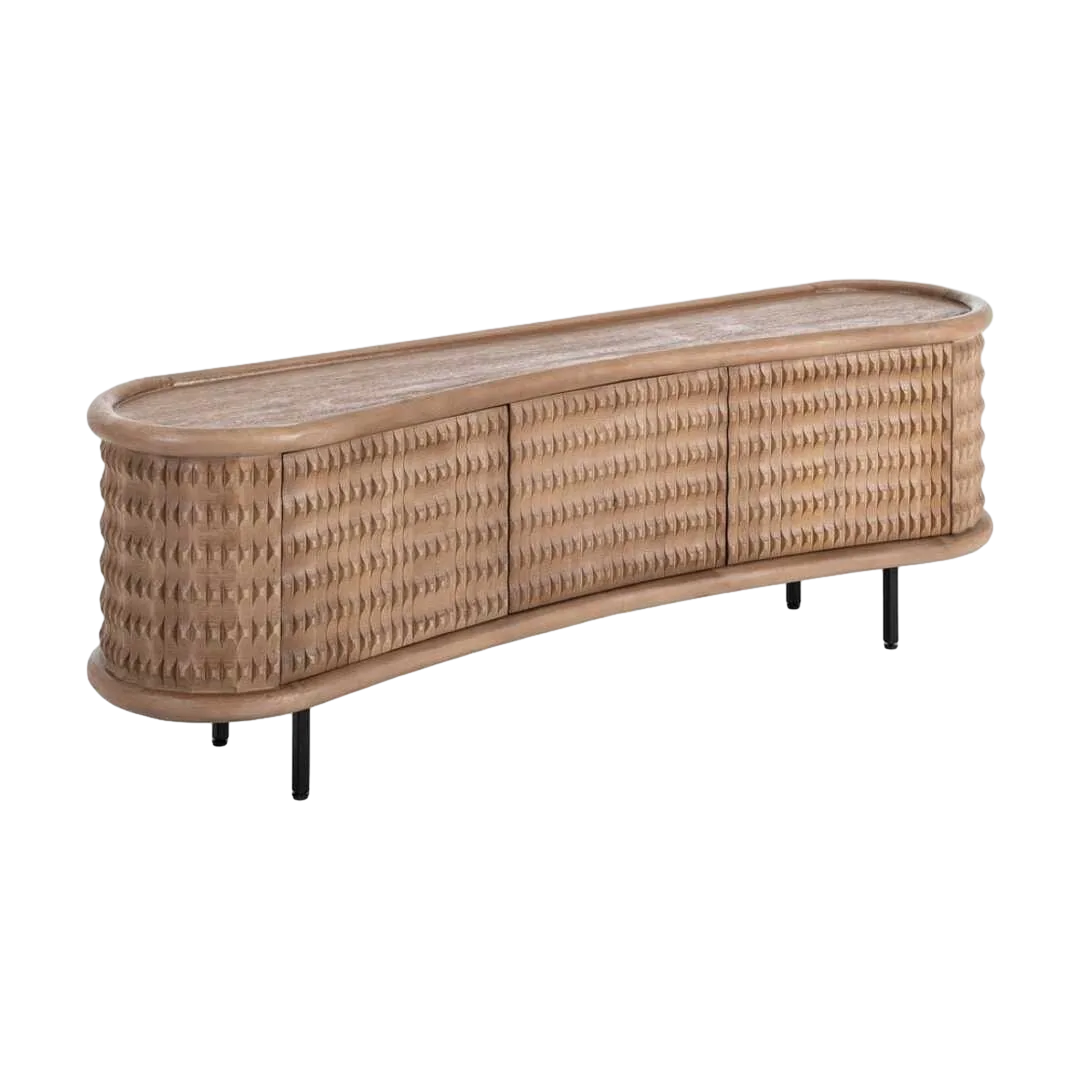 Aparador en madera de mango y hierro acabado natural para salón 168x40x58cm - Ixia - 615639IX - foto-transparente