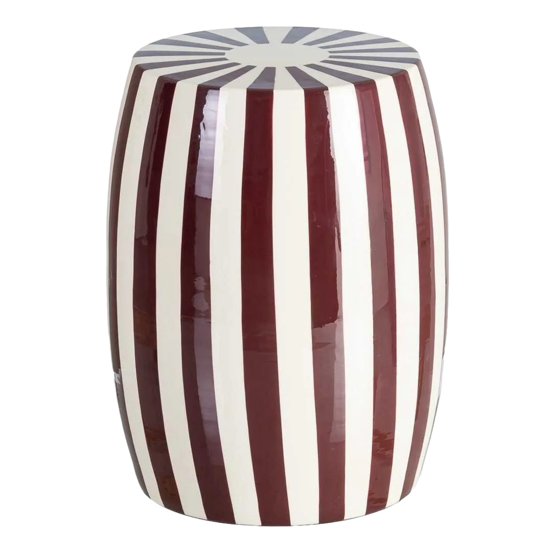 Mesa auxiliar de metal con diseño de rayas color burdeos 35x35x46cm - Ixia - 615668IX - foto-transparente