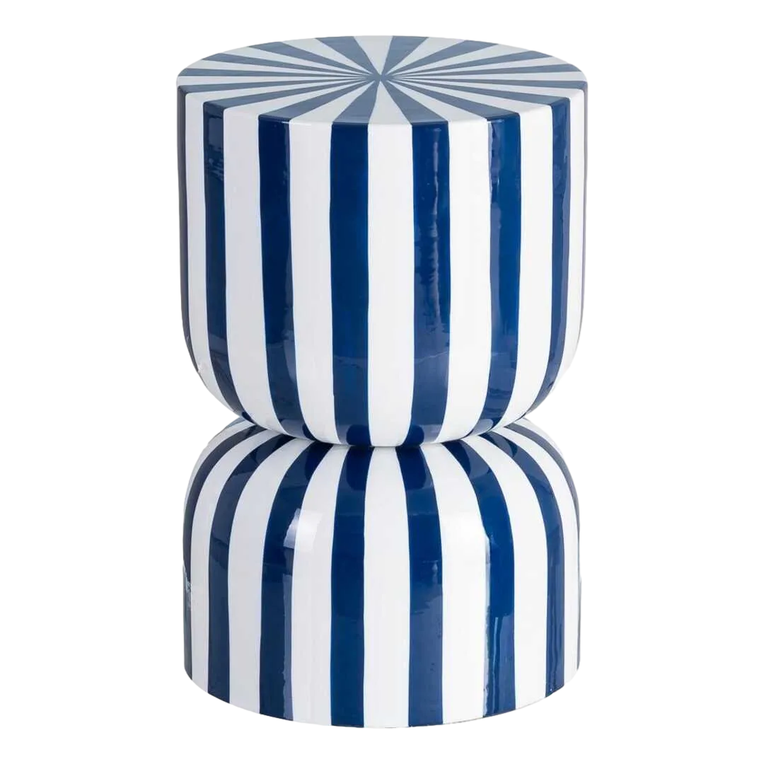 Mesa auxiliar azul de metal con diseño de rayas 32x32x47cm - Ixia - 615670IX - foto-transparente