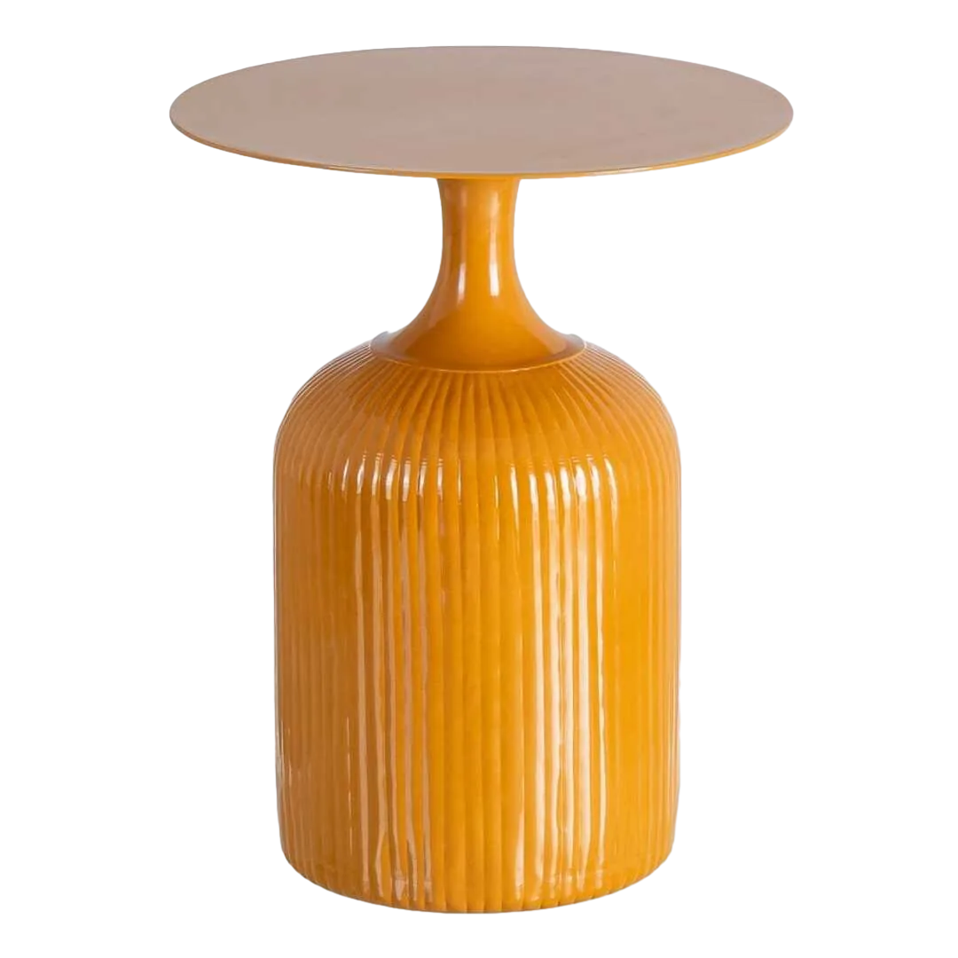 Mesa auxiliar metálica color mostaza para decoración 38x38x48cm - Ixia - 615671IX - foto-transparente