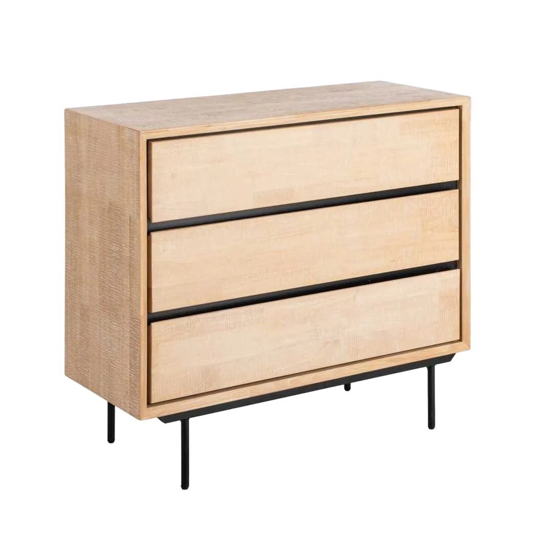 Cómoda Sintra madera de caucho y metal color natural y negro - Ixia 99.50x40x87cm - Ixia - 615682IX - foto-transparente