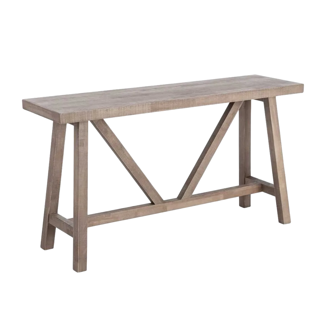 Consola estilo cottage natural en madera de pino 140x40x75.50cm - Ixia - 615692IX - foto-transparente