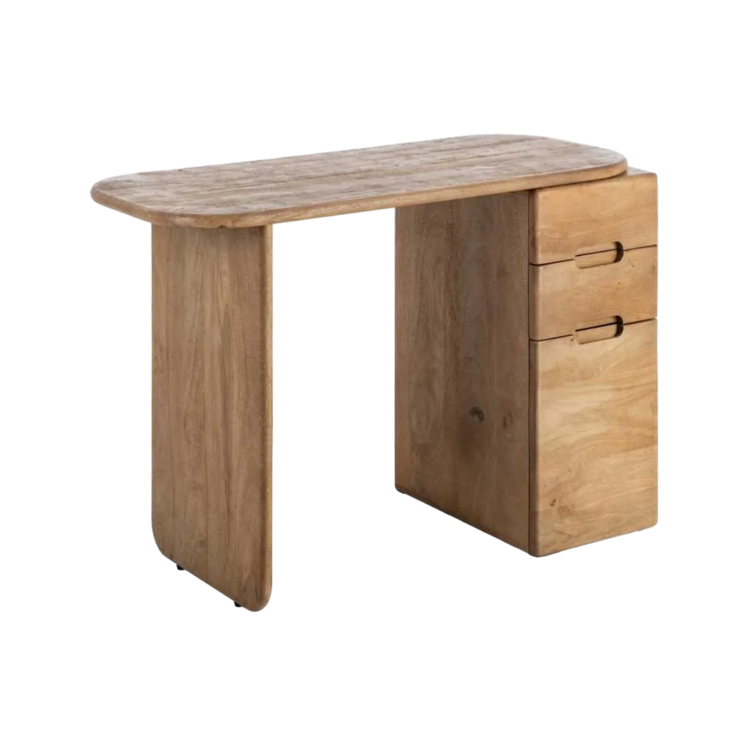 Escritorio natural en madera de mango para salón 110x50x75cm - Ixia - 615818IX - foto-transparente