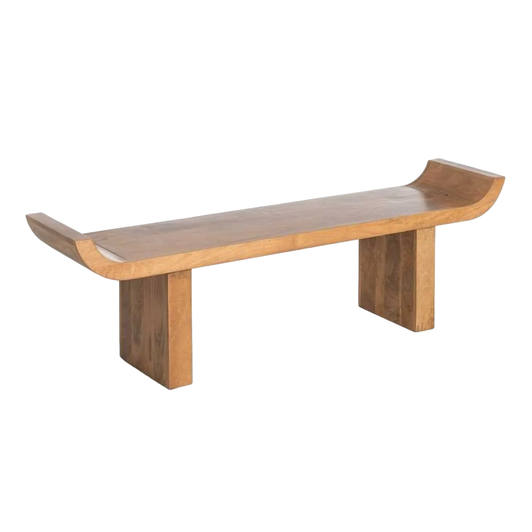 Banco natural de madera de mango 160x35x49cm - Ixia - 615871IX - foto-transparente