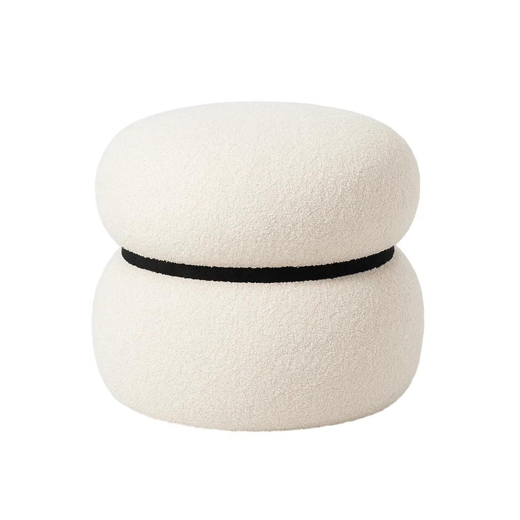 Puf crema en DM con tapizado de tejido 100% poliéster 45x45x45cm - Ixia - 616005IX - foto-transparente