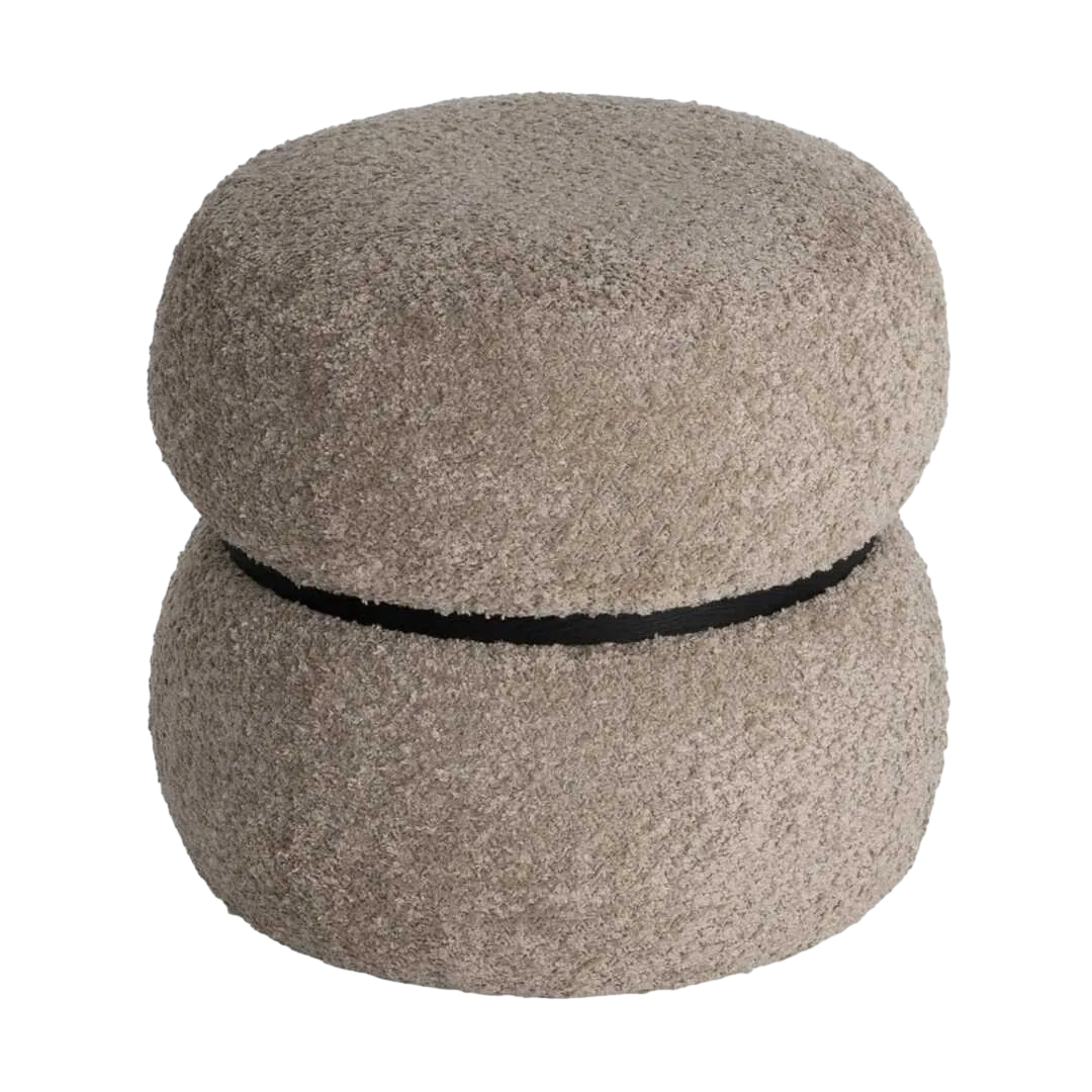Puf cuadrado taupe con estructura en DM y tejido 100% poliéster 45x45x45cm - Ixia - 616006IX - foto-transparente