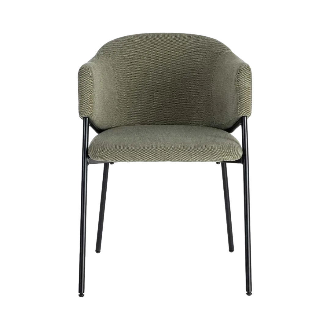 Silla verde tapizada en tejido con patas de metal 54x60x78cm - Ixia - 616032IX - foto-transparente