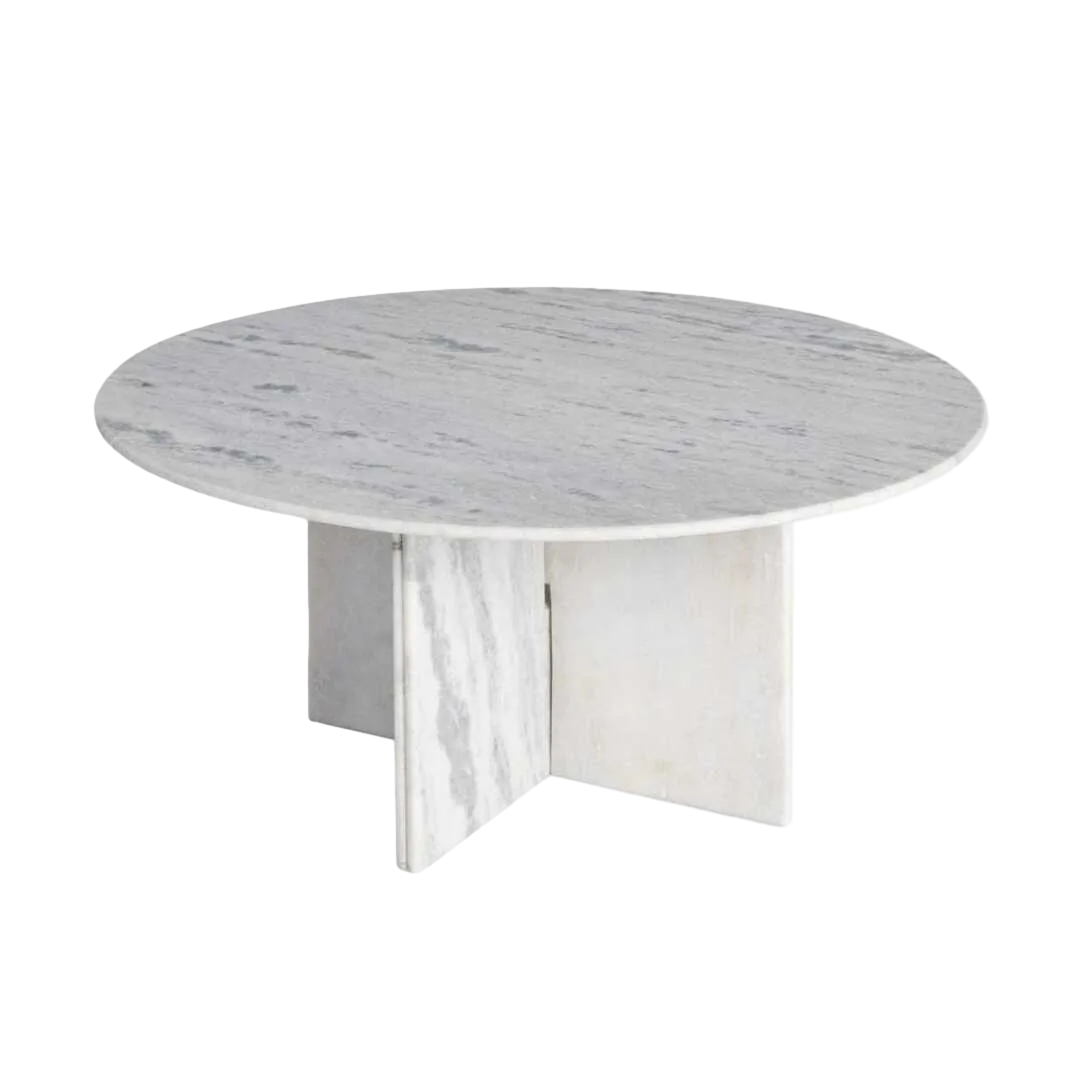 Mesa de centro blanco de piedra natural 100x100x48cm - Ixia - 616079IX - foto-transparente