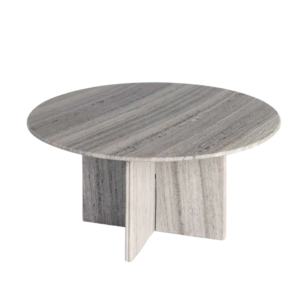 Mesa de centro beige en piedra natural para salón 100x100x48cm - Ixia - 616080IX - foto-transparente