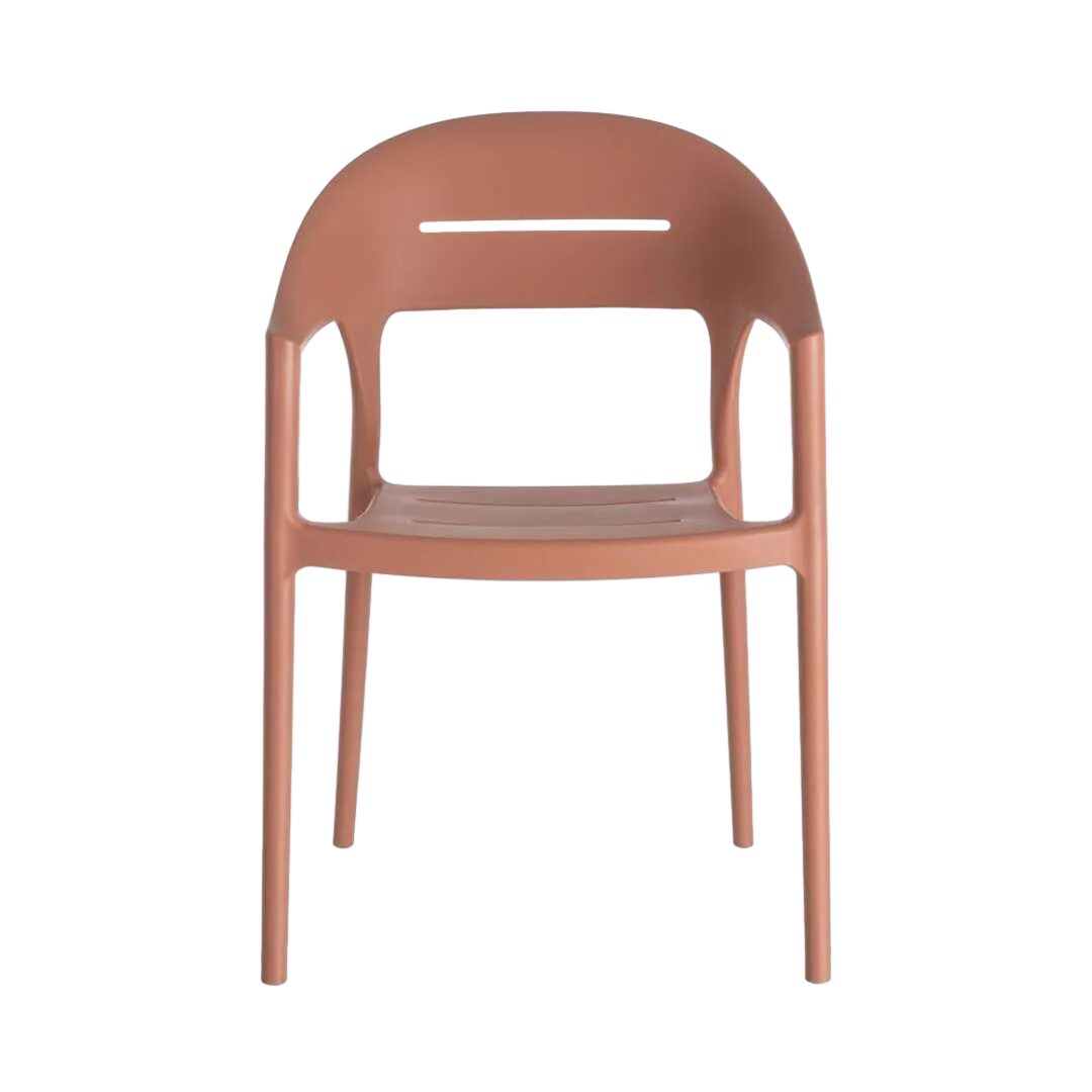 Silla apilable de polipropileno terracota apta para exterior altura asiento 45cm certificada EN16139 53.50x56x83cm - Ixia - 616120IX - foto-transparente
