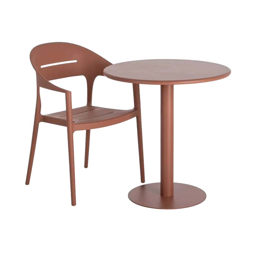 Mesa de metal color terracota para salón 70x70x73cm - Ixia - 616122IX - foto-transparente