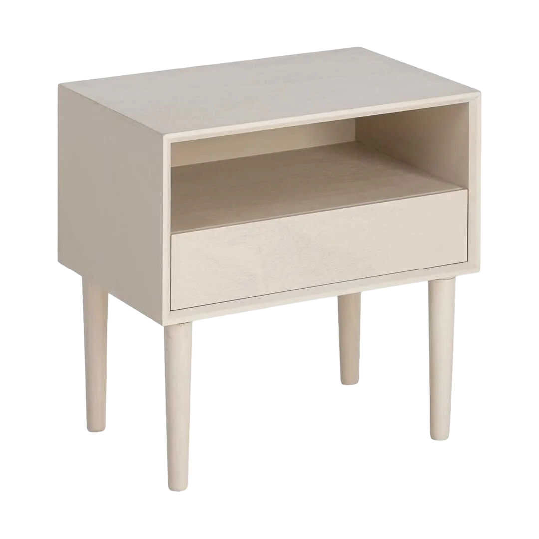 Mesita de noche crema en DM con cajón 50x35x50cm - Ixia - 616141IX - foto-transparente