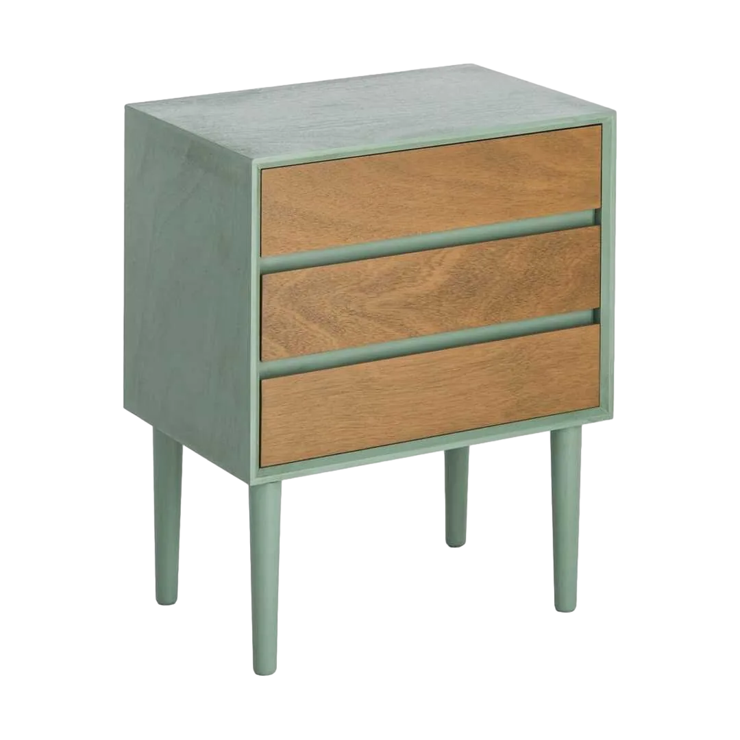 Mesita de dormitorio verde en DM con cajón 50x35x62.50cm - Ixia - 616147IX - foto-transparente