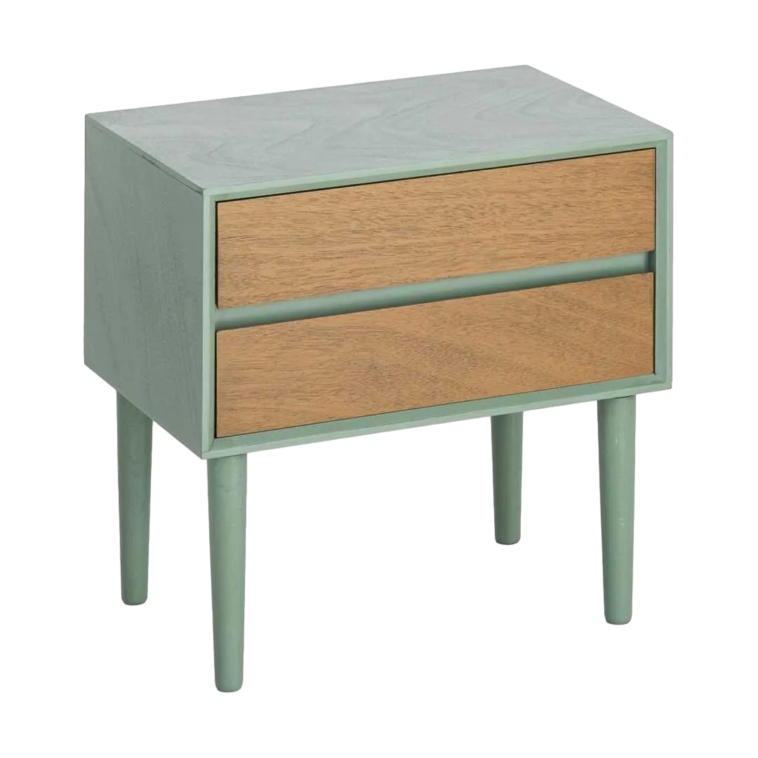 Mesita de dormitorio verde en DM con cajón 50x35x50cm - Ixia - 616148IX - foto-transparente