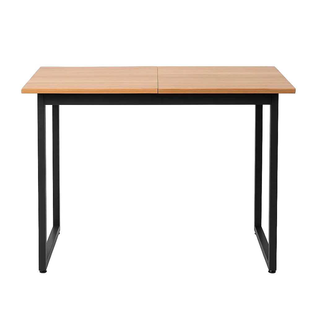 Mesa extensible natural en DM y metal para salón 120x80x76cm - Ixia - 616169IX - foto-transparente