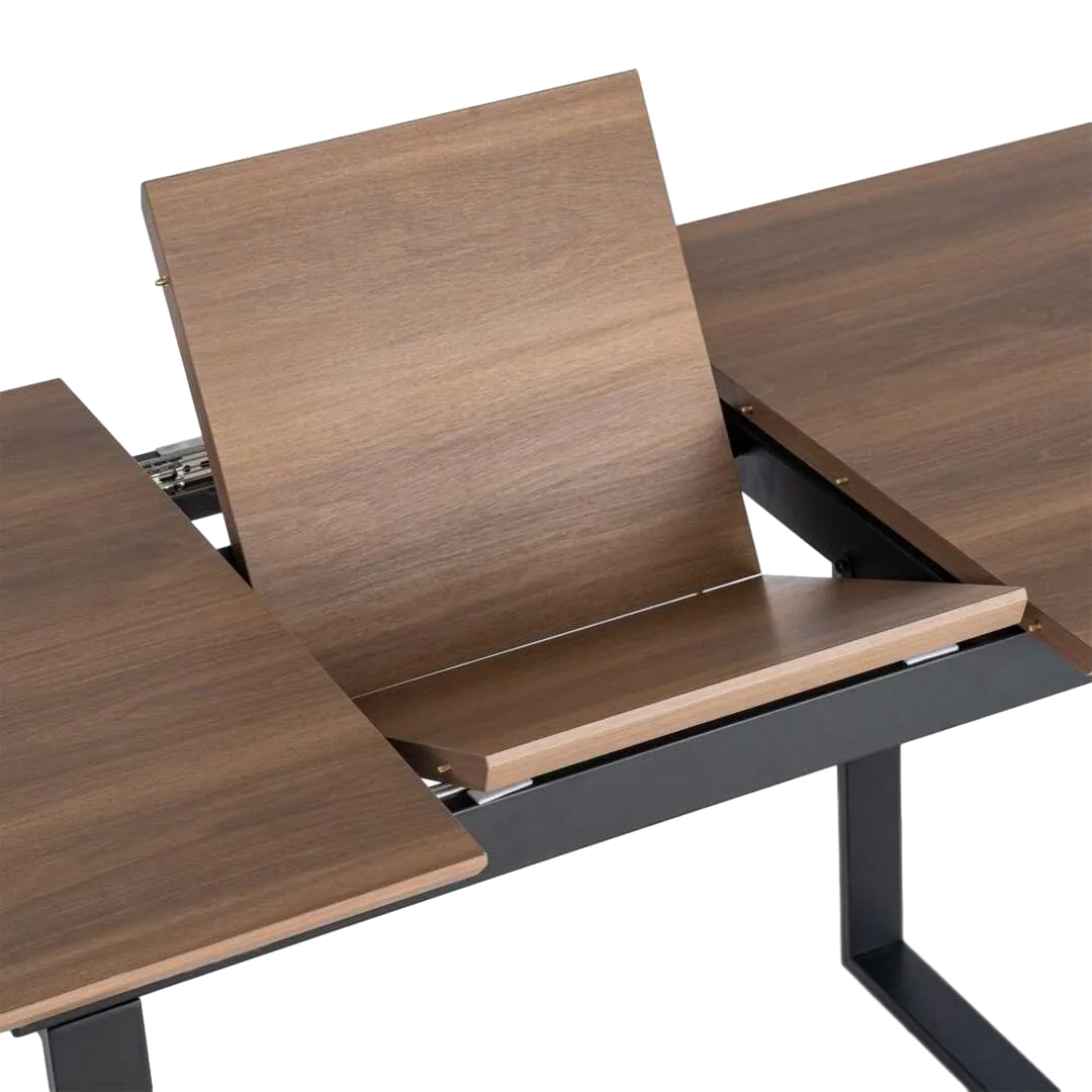 Mesa extensible marrón en DM con estructura de hierro para salón hasta 160cm 120x80x76cm - Ixia - 616170IX - foto-transparente