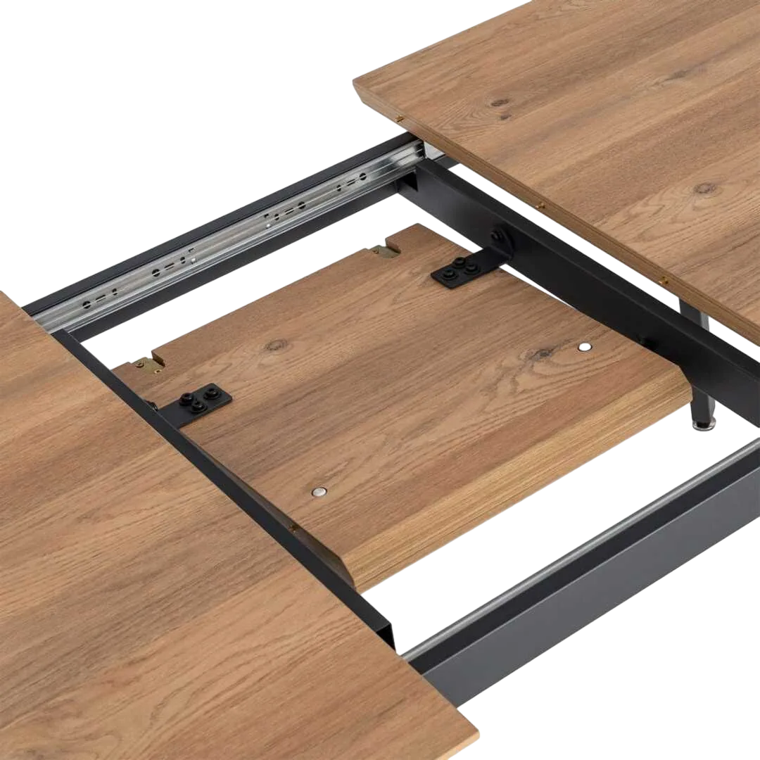 Mesa extensible natural de DM y metal para salón hasta 200cm 160x90x76cm - Ixia - 616171IX - foto-transparente