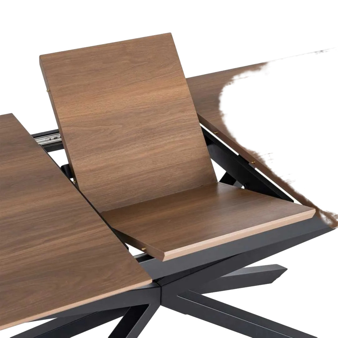 Mesa extensible marrón con tablero en DM y estructura metálica 160x90x76cm - Ixia - 616174IX - foto-transparente