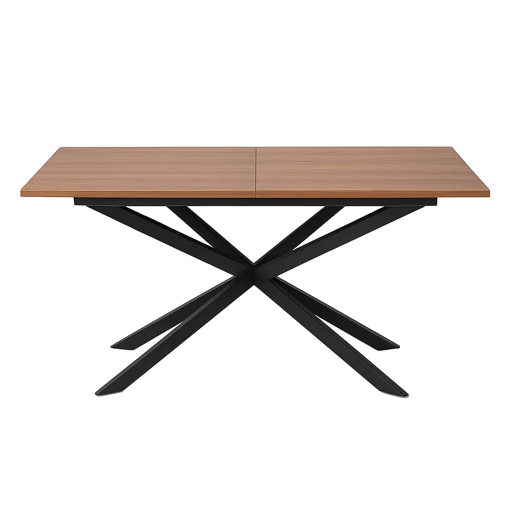 Mesa extensible marrón en DM con patas y estructura de metal para salón 160x90x76cm - Ixia - 616174IX - foto-transparente