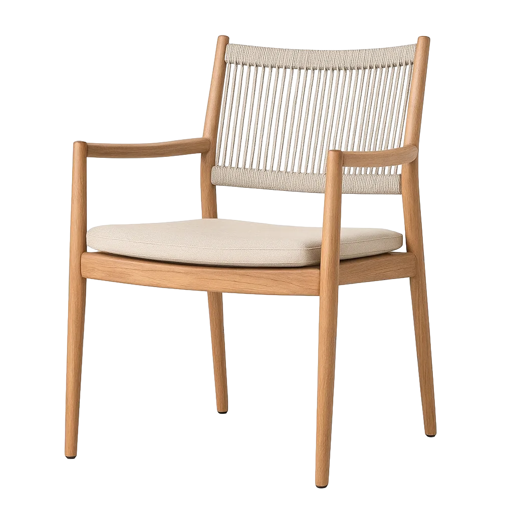 Silla apilable de acero y ratán PE para exterior con cojines desenfundables 55x55x85cm - Ixia - 616175IX - foto-transparente