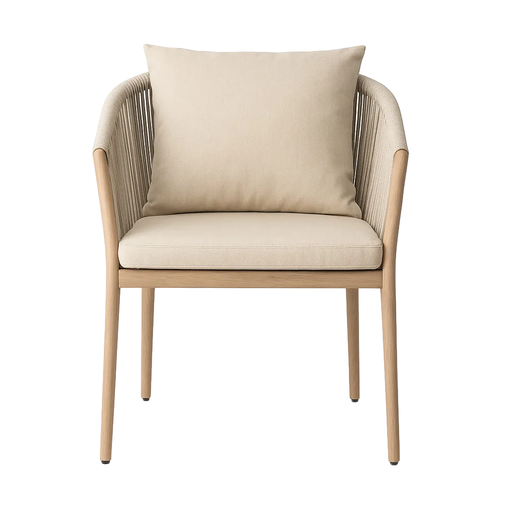 Silla para exterior en acero y ratán PE con cojines desenfundables 57x58x74.50cm - Ixia - 616177IX - foto-transparente