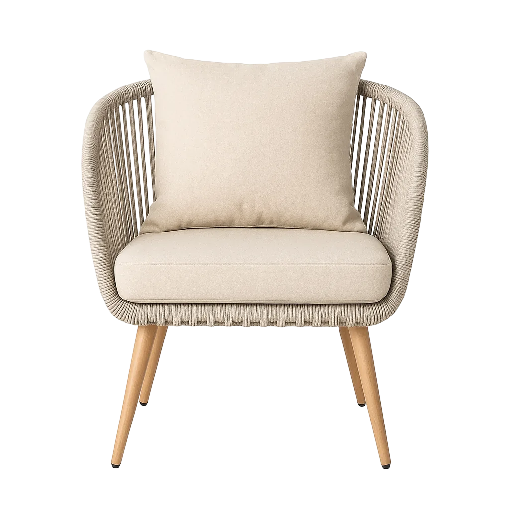 Silla de acero y ratán PE para exterior con cojines desenfundables 66x65x80cm - Ixia - 616178IX - foto-transparente