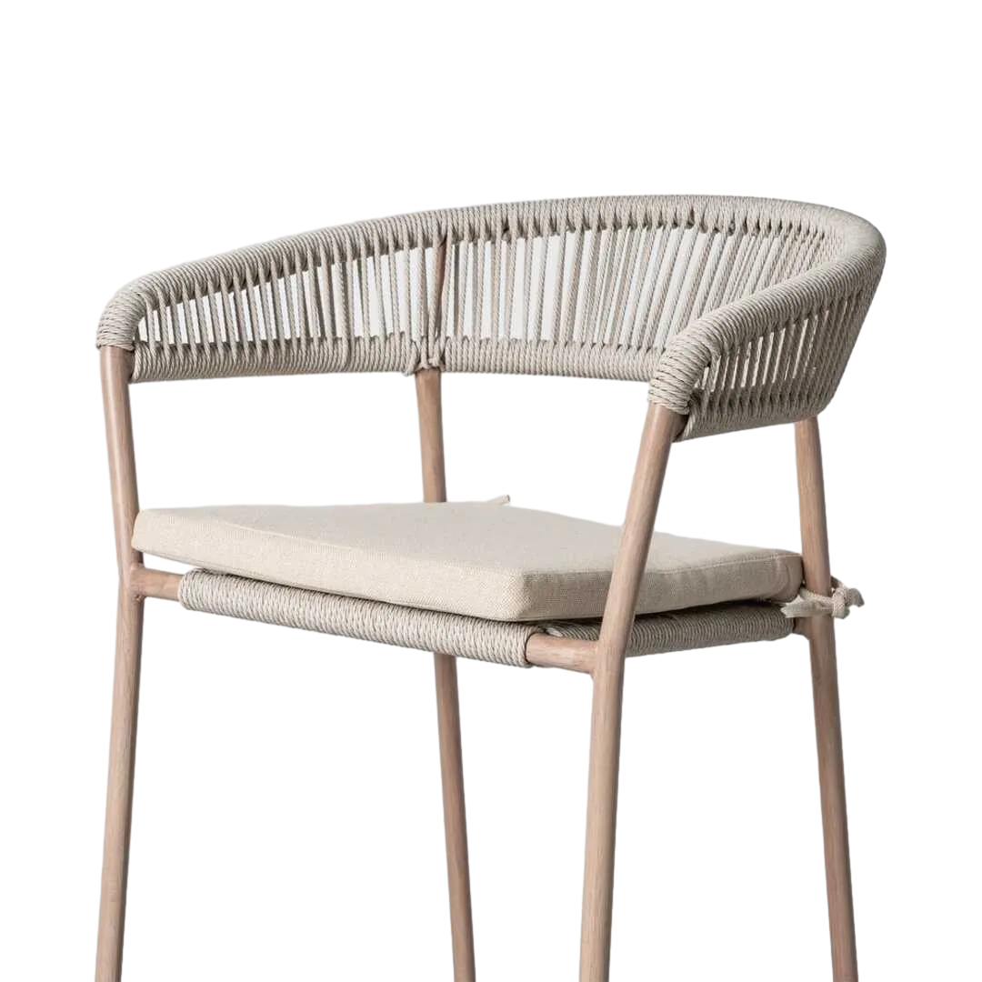 Taburete apilable de acero y rattán PE con cojines desenfundables tejido olefina apto exterior 59x58x100.50cm - Ixia - 616180IX - foto-transparente
